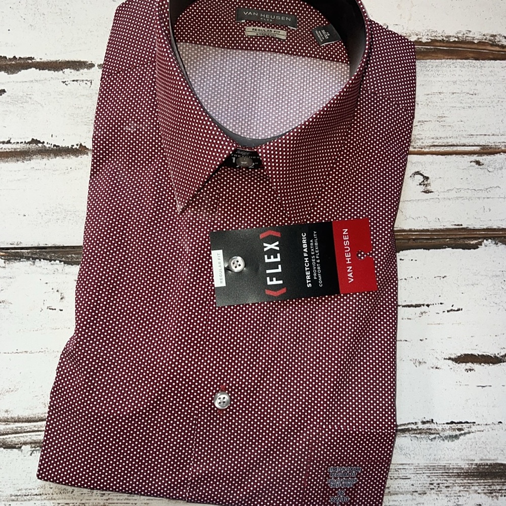 NET Business attire  Mens Van Heusen Tuscan red dress shirt.